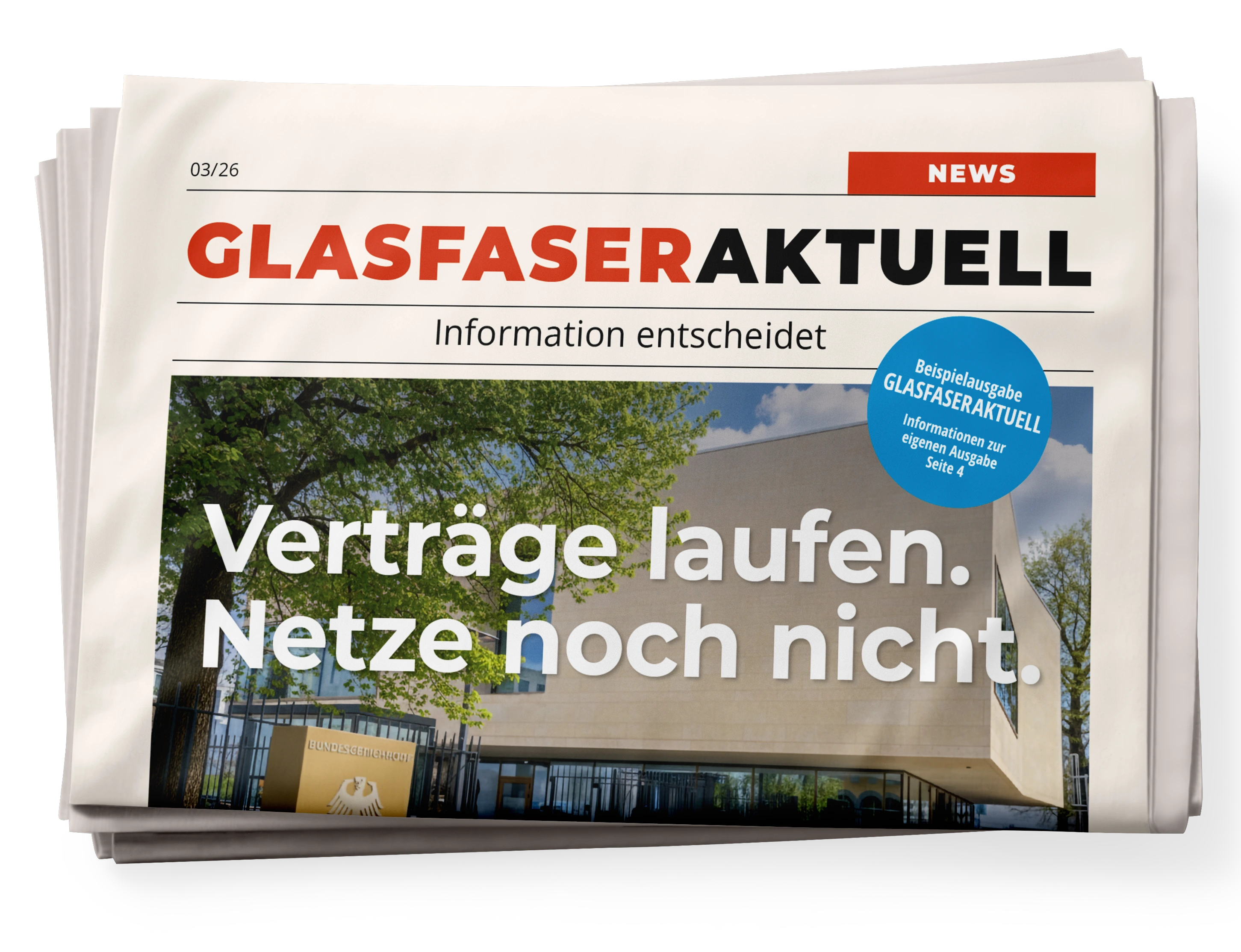 Zeitungs-Mockup der Ausgabe GLASFASER AKTUELL