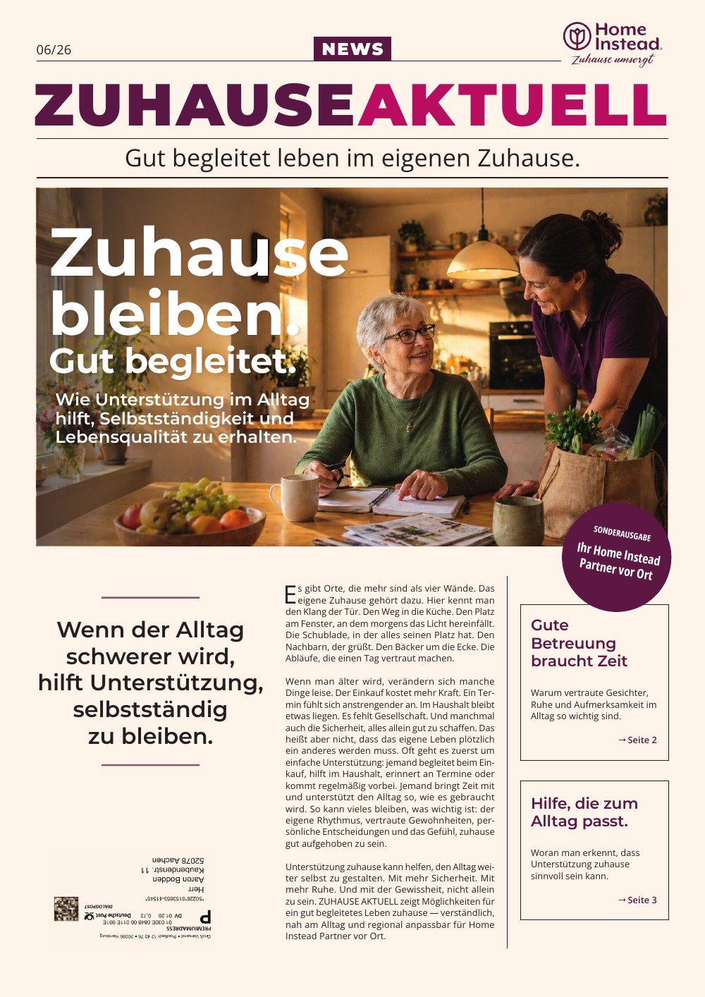 Vollständige Titelseite von ZUHAUSE AKTUELL